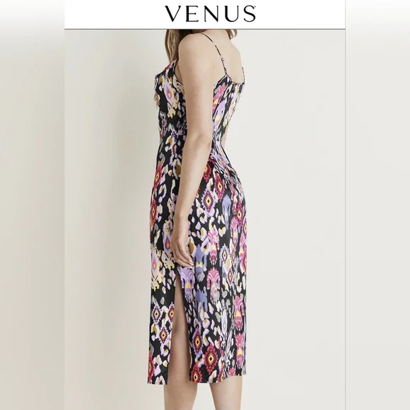 Cowl Neck Slip Dress - Desert Ikat Black Size 10 - Picture 3 of 16